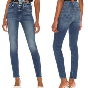 Mother high waisted looker rise Getalongs distressed skinny jeans